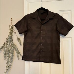 Women’s Vintage Brown Button Up Blouse